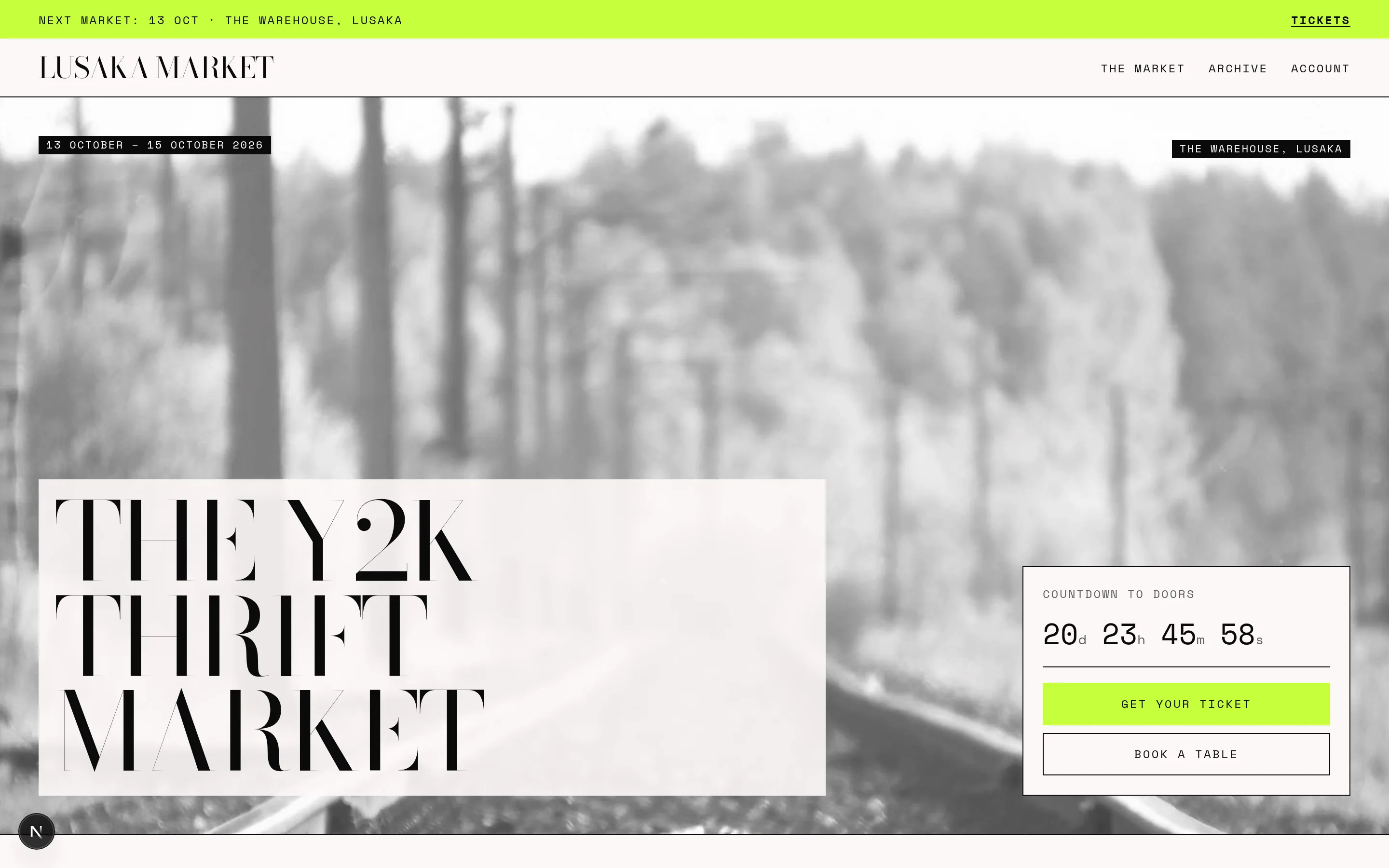 The Y2K Thrift Market event page